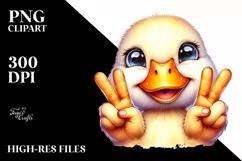 Duck Portrait Victory Sign Clipart Product Image 3