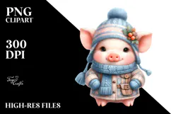 Watercolor Winter Baby Pig, Style Product Image 2
