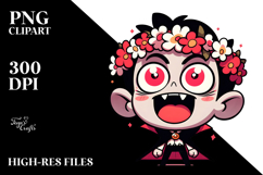 Silly Cartoon Vampire with Flower Crown PNG Product Image 2