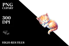 Napping Baby Cat on Moon, Whimsical PNG Product Image 2
