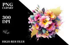 Vibrant Bouquet with Primrose and Splash | Clipart Product Image 1