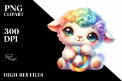 Colorful Baby Lamb Cuddling on Carousel | Sublimation | Product Image 1