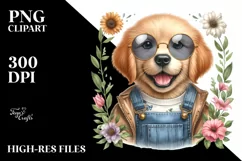 Thoughtful Baby Golden Retriever Clipart Product Image 1