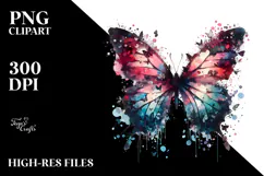 Grunge Butterfly Silhouettes, PNG Product Image 2