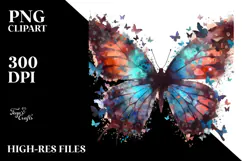 Grunge Butterfly Silhouettes, PNG Product Image 2
