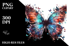 Grunge Butterfly Silhouettes, PNG Product Image 2