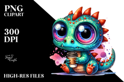 Adorable Baby Dinosaur with Coffee Cup PNG Product Image 2