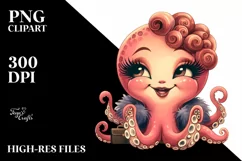 Octopus Portrait Vintage Diva Clipart Product Image 3
