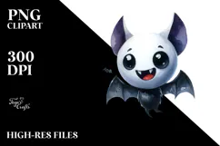 Funny Halloween Clipart Bat PNG Product Image 2