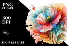 Abstract Pastel Wooden Stained Poppy, PNG Product Image 2