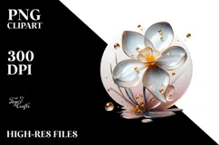 Glossy Narcissus with Golden Insertions, PNG Product Image 2
