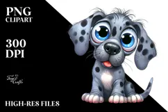 Cute Cartoon Great Dane with Big Eyes PNG Product Image 2