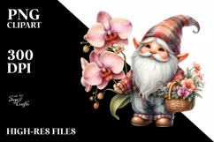 bouquet Cute Gnome Watercolor Clipart Product Image 1