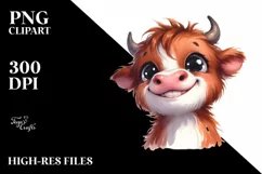 Expressive Baby Highland Cow PNG Product Image 1