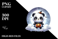 Washed Watercolor Panda Cloud Halloween PNG Product Image 2