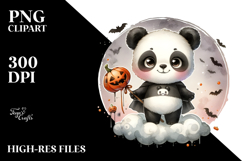 Cute Baby Panda Halloween Watercolor PNG Product Image 2