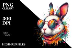Colorful Rabbit with Sunglasses | Sublimation | Clipart Product Image 3