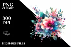 Colorful Watercolor Splash with Stains | Clipart Product Image 1