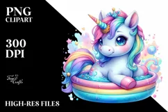 Colorful Baby Unicorn at the Pool Product Image 1