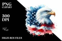 Watercolor Patriotic Bald Eagle USA Flag | Sublimation Product Image 1