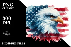 Watercolor Patriotic Bald Eagle USA Flag | Sublimation Product Image 1