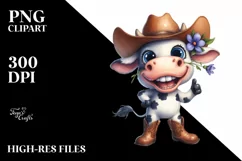 Cow with Big Eyes and Cowboy Boots | Clipart Product Image 1