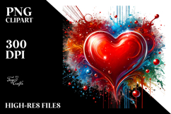 Red Glossy Heart Digital Painting, PNG Product Image 2