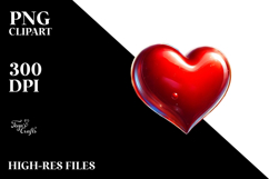 Colorful Red Glossy Heart, White Background Product Image 2