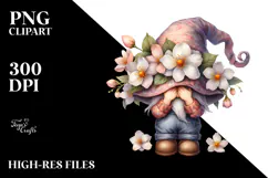 Cute Gnome with Jasmine PNG Product Image 2