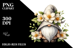 Cute Gnome with Heather Floral Ornament PNG Product Image 2