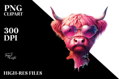 Pink Highland Cow, PNG Product Image 2