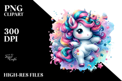 Cute Baby Unicorn with Floral Wreath, Style PNG Product Image 2