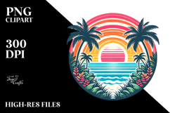 Retro Tropical Rainbow Sunset PNG Product Image 2