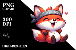 Exaggerated Cartoon Fox with Bandana PNG Product Image 2