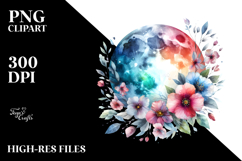 Abstract Moon with Flowers | Clipart Product Image 2