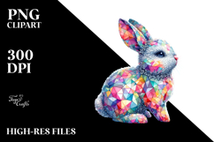 Colorful Bunny Made of Diamonds PNG Product Image 2