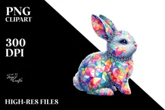 Colorful Bunny Made of Diamonds PNG Product Image 2