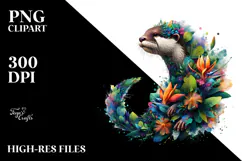 Vibrant Watercolor Otter with 3D Looking Flowers, 20 oz Product Image 2