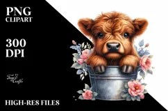 Cute Baby Cow from Bucket PNG Product Image 3