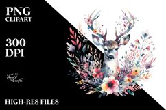 Colorful Floral Deer | Sublimation | Clipart Product Image 3