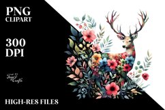 Colorful Floral Deer | Sublimation | Clipart Product Image 1