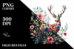 Colorful Floral Deer | Sublimation | Clipart Product Image 1