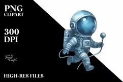 Blueish Vintage Astronaut Girl | Sublimation | Clipart Product Image 3