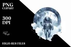 Blueish Vintage Astronaut Girl | Sublimation | Clipart Product Image 1