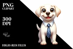 Excited Labrador Big Head Big Eyes Caricature-Like Tie | Product Image 1