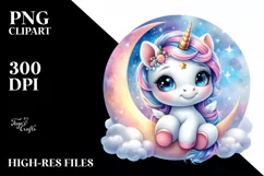 Smiling Babyunicorn Cosmos | Sublimation | Clipart Product Image 1