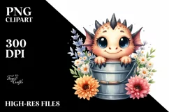 Cute Baby Dragon from Bucket PNG Product Image 3