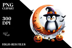 Penguin Dressed for Halloween PNG Product Image 2