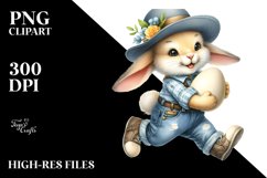 Happy Bunny Running with Egg PNG Product Image 2