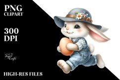 Happy Bunny Running with Egg PNG Product Image 2